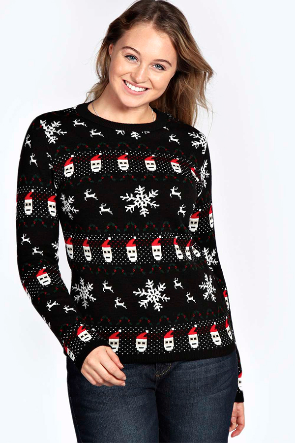 Plus size Christmas sweaters that don't suck - Boohoo Plus Belle Santa Xmas Jumper