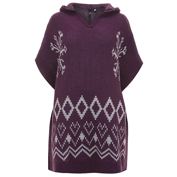 Plus size Christmas sweaters that don't suck - Evans Purple Christmas Poncho