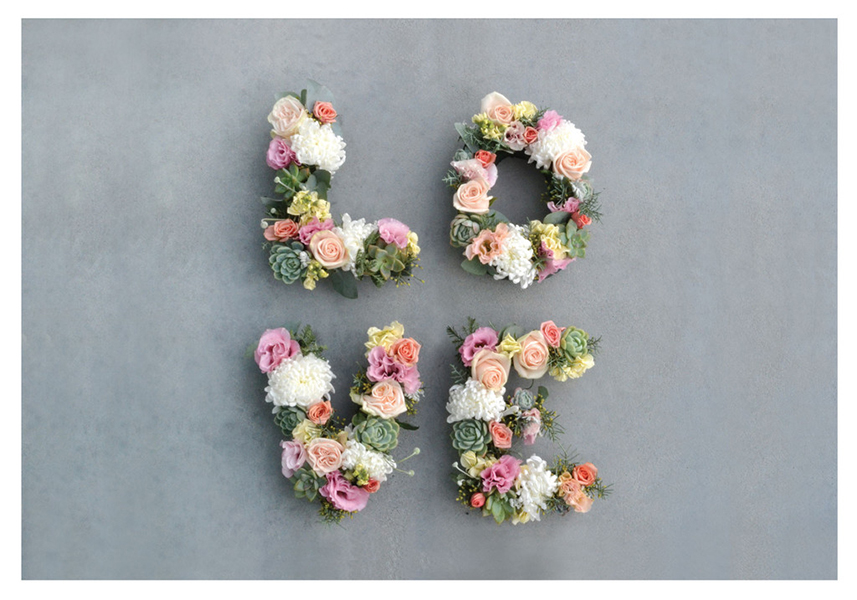 LOVE typographic floral print by Bron Alexander