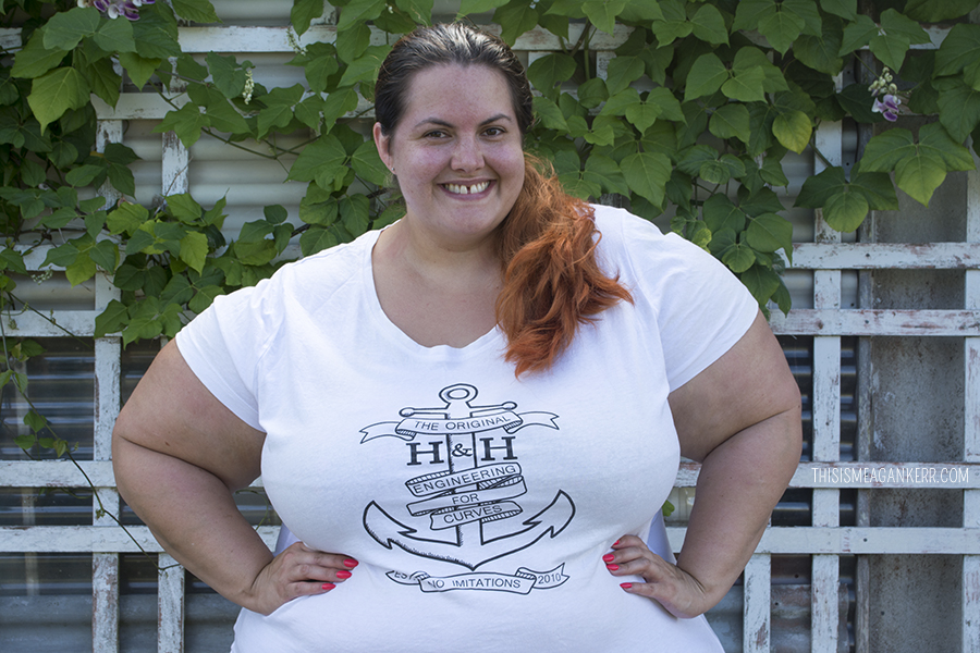 Plus Size Activewear - Meagan Kerr wears Hope and Harvest Anchor Tee