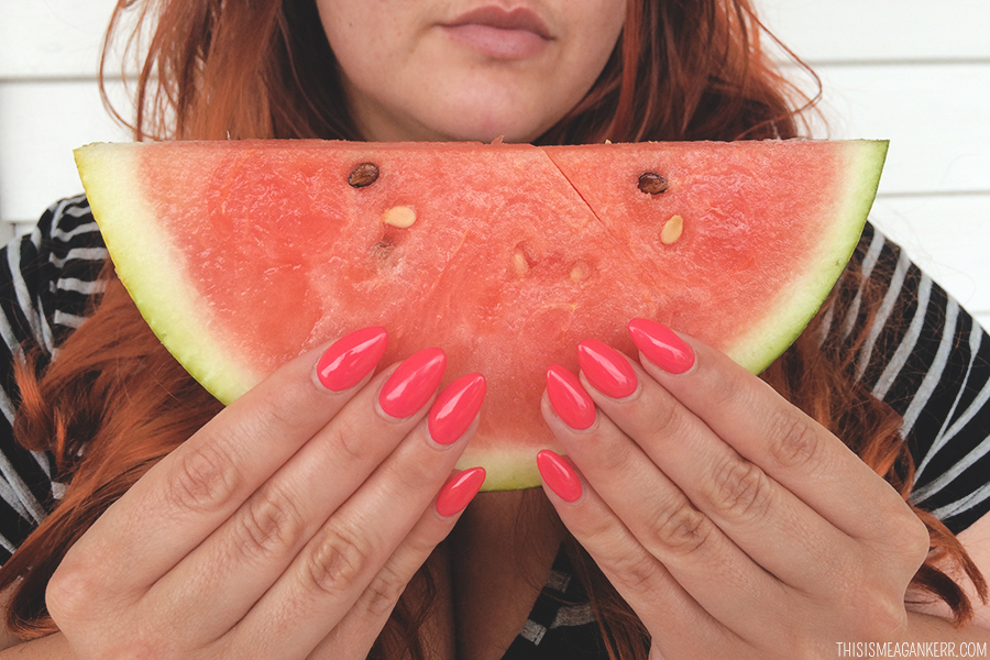 Watermelon Almond Nail Enhancements by Penny Lazic