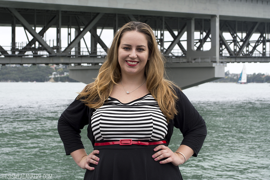 Fat Girls Shouldn't Wear Stripes | Lena Duffin wears City Chic Off Shoulder Stripe Dress