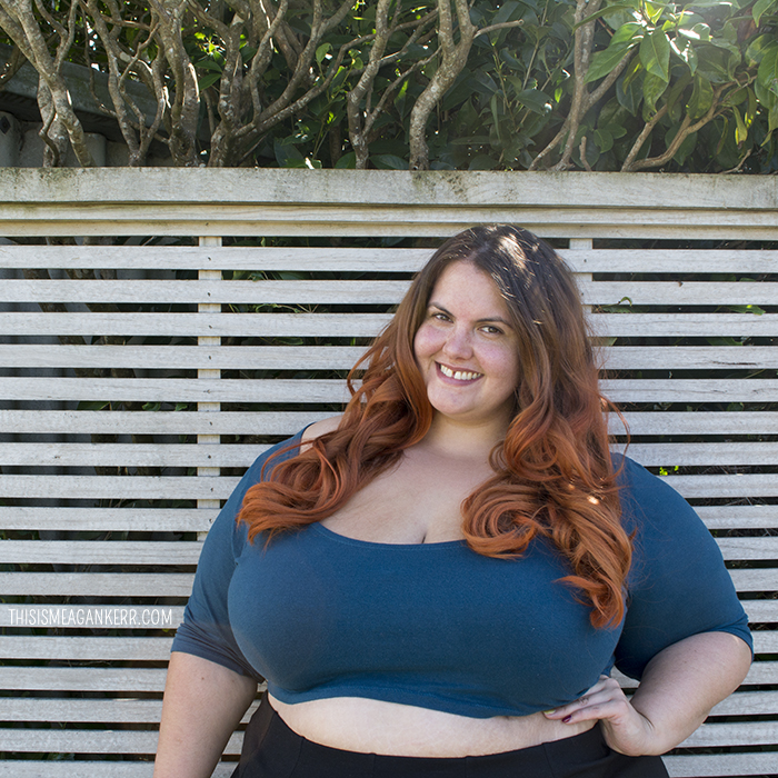 OOTD Meagan Kerr Chubby Cartwheels Plus Size Crop Top and Yourself Luxe Ponte Panelled Skirt