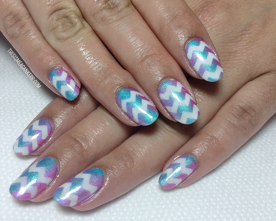 Easter Egg Nails by Penny Lazic using Be Creative Pretty Pigments by Sam Biddle with White Chevrons