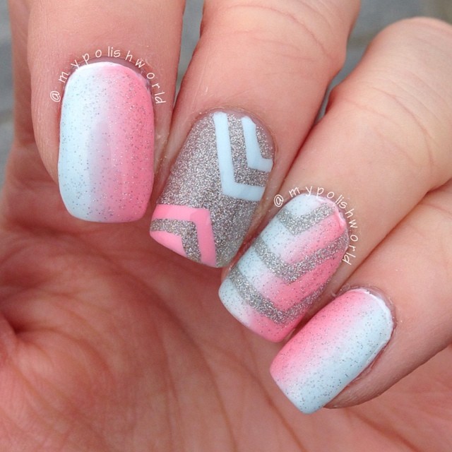 Glitter Chevron Nails - My Polish World