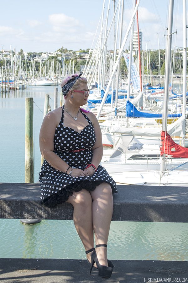 Plus Size Pin Up | Miss Glamour LaRue wears City Chic dress and Iron Fist heels