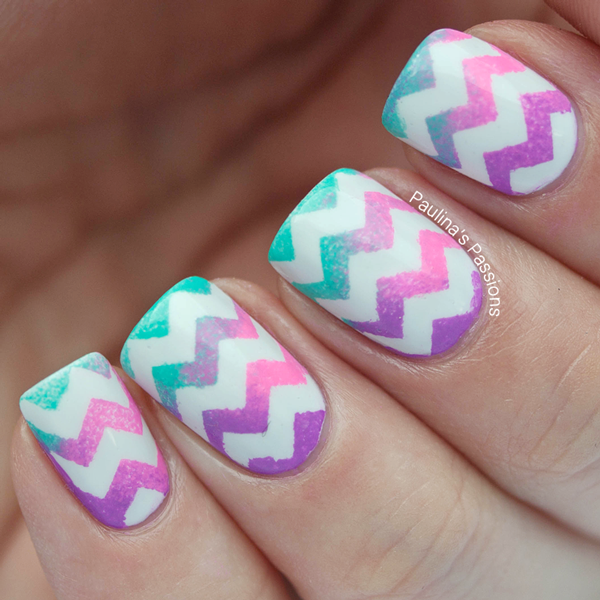 Watercolour Chevron Nails - Paulinas Passions