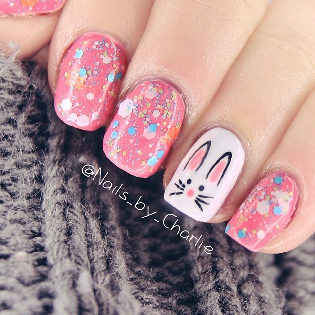 easter bunny glitter nails_by_charlie