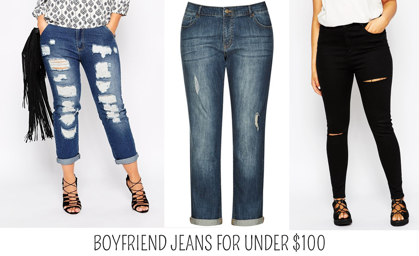 Plus size boyfriend jeans under $100