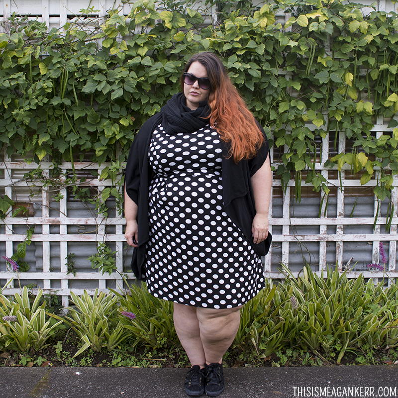 Meagan Kerr Monochrome Estelle Meagan Dress from Farmers | Plus size fashion New Zealand