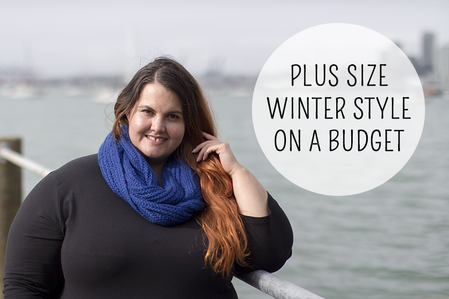 Plus size winter style on a budget: Meagan Kerr wears Debut Snood from The Warehouse