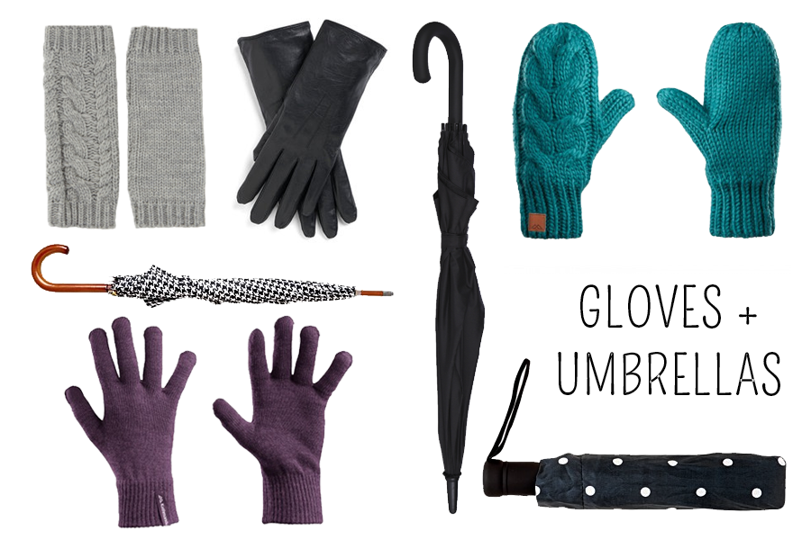 Winter accessories - gloves and umbrellas