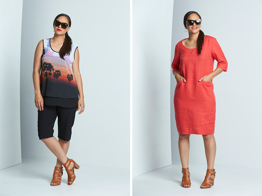 Miami Skies Dbl Layer Top and Quadrant Tailored Shorts / Ember Dress
