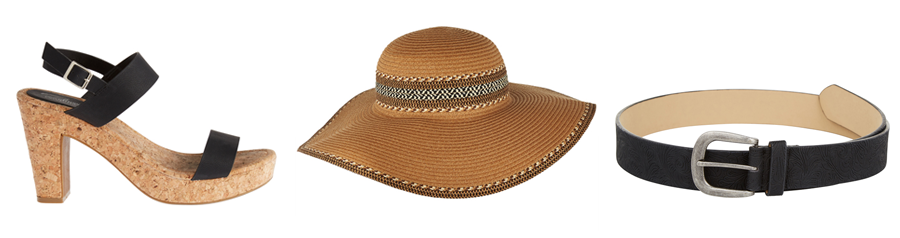 Salucci Collection Kimberley Cork Platform | Xcesri Spirit Weave Trim Hat | Boston & Bailey Phoenix Embossed Belt (Plus) 