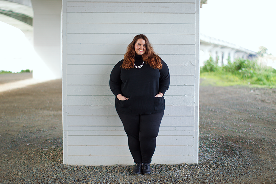 Meagan Kerr Plus Size Fashion // Navabi Review Isolde Roth Roll Neck Sweater