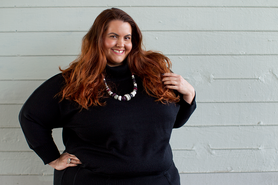 Meagan Kerr Plus Size Fashion // Navabi Review Isolde Roth Roll Neck Sweater