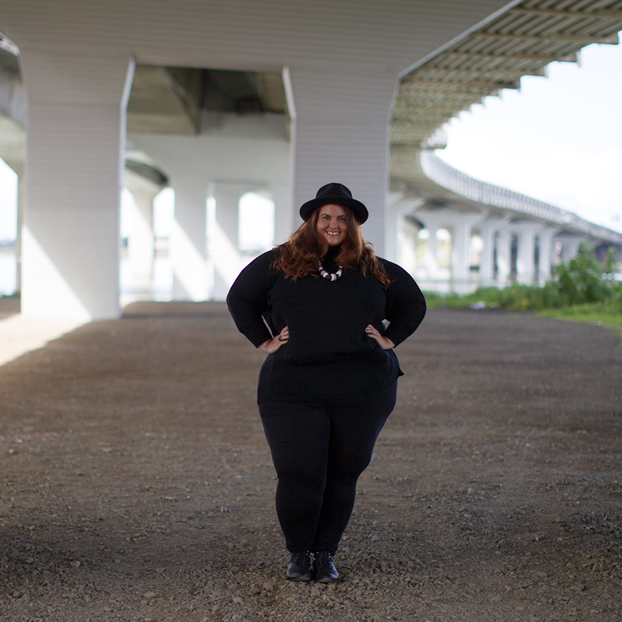 Meagan Kerr Plus Size Fashion // Navabi Review Isolde Roth Roll Neck Sweater