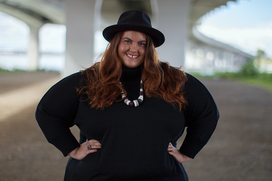 Meagan Kerr Plus Size Fashion // Navabi Review Isolde Roth Roll Neck Sweater