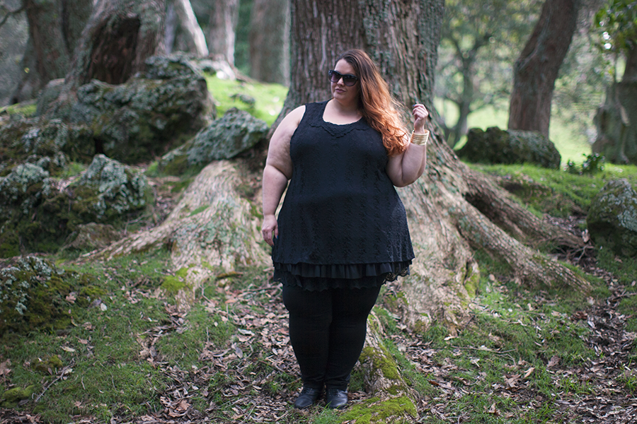 This is Meagan Kerr x Farmers Plus Size Boho Yourself Luxe Lace Long Top