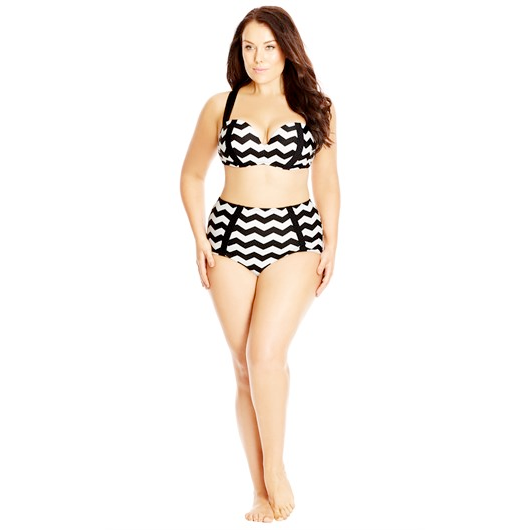 Plus size swimwear // City Chic Monochrome Chevron Bikini