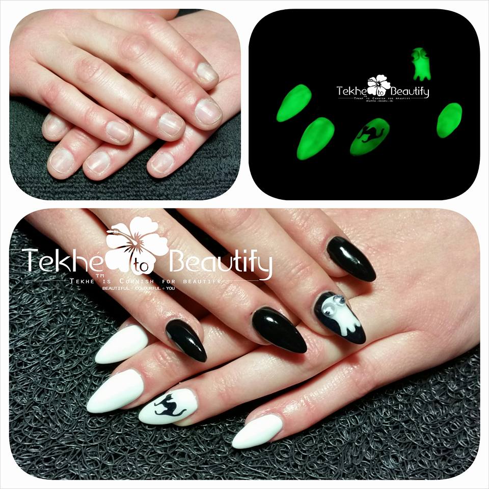 Glow in the dark Halloween Nail Art - Tekhe to Beautify