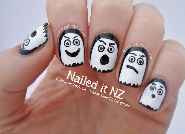 Halloween Ghosts Nail Art - Nailed It NZ