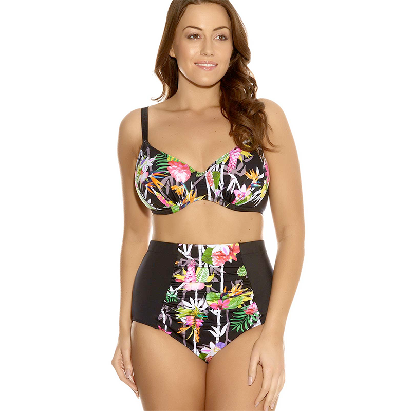 Plus size swimwear Her Room elomi Kariba Gathered Bikini Swim Top and Bottom