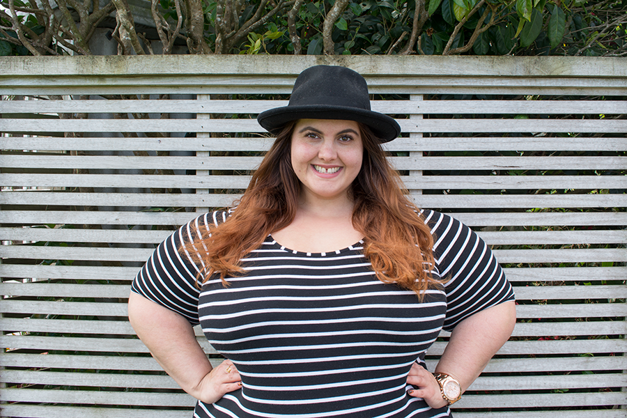 Can plus size women wear bodycon dresses? New Zealand NZ Style Curvettes // Meagan Kerr wears 17 Sundays striped bodycon dress