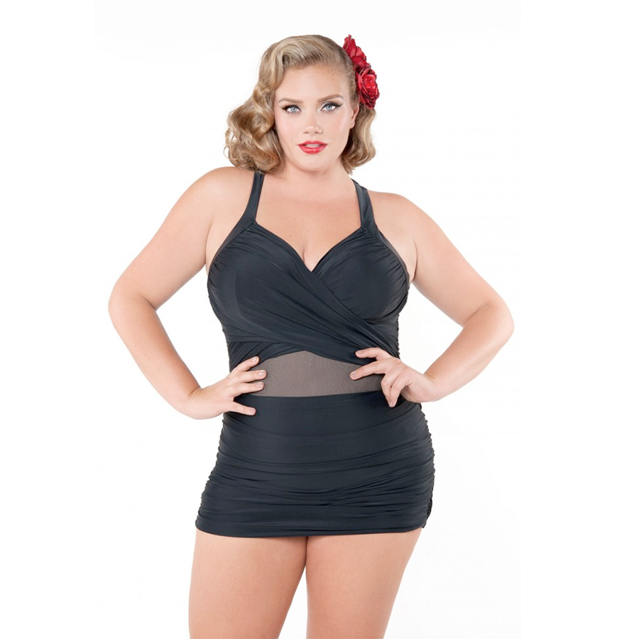 Plus size swimwear Pinup Girl Clothing Sand and Glam Illusion Swimsuit