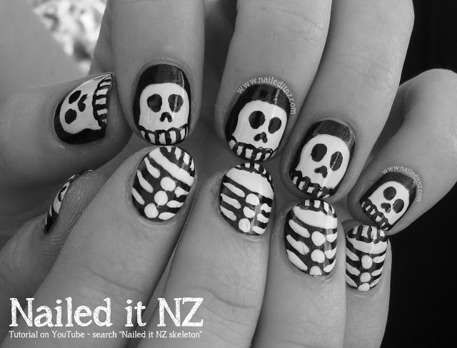 Skeletons Halloween Nail Art - Nailed It NZ