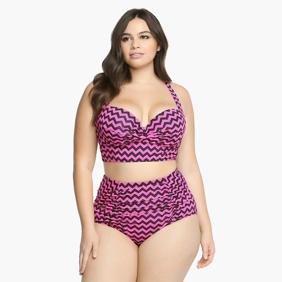 Plus size swimwear // Torrid Pink Chevron Print Bikini