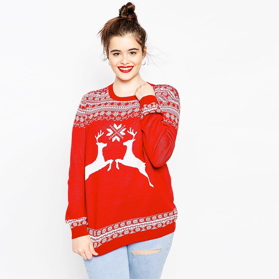 Plus size Christmas Sweaters // ASOS CURVE Christmas Jumper in Reindeer Fair Isle