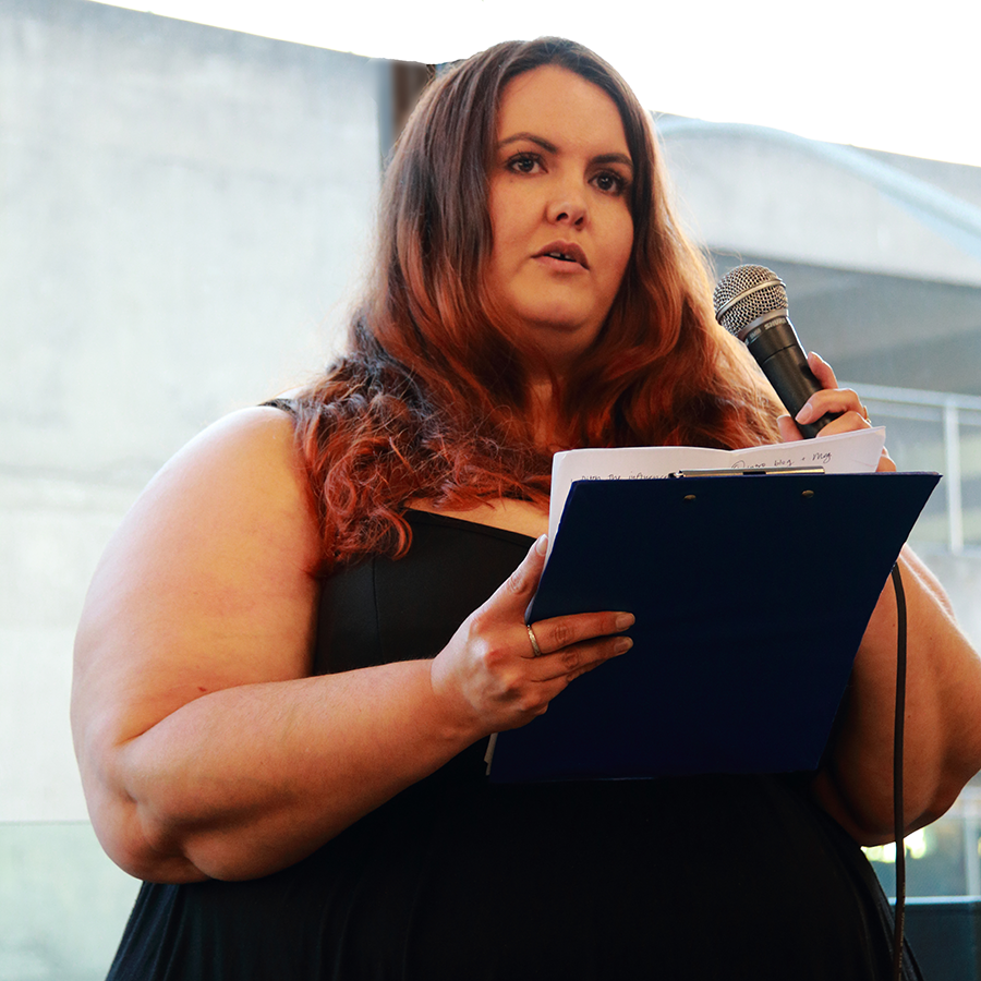 "Loving the body you have right now" Meagan Kerr speaking at Lovely Larger Ladies Fashion Event 2015. Photo by Emma Joyce