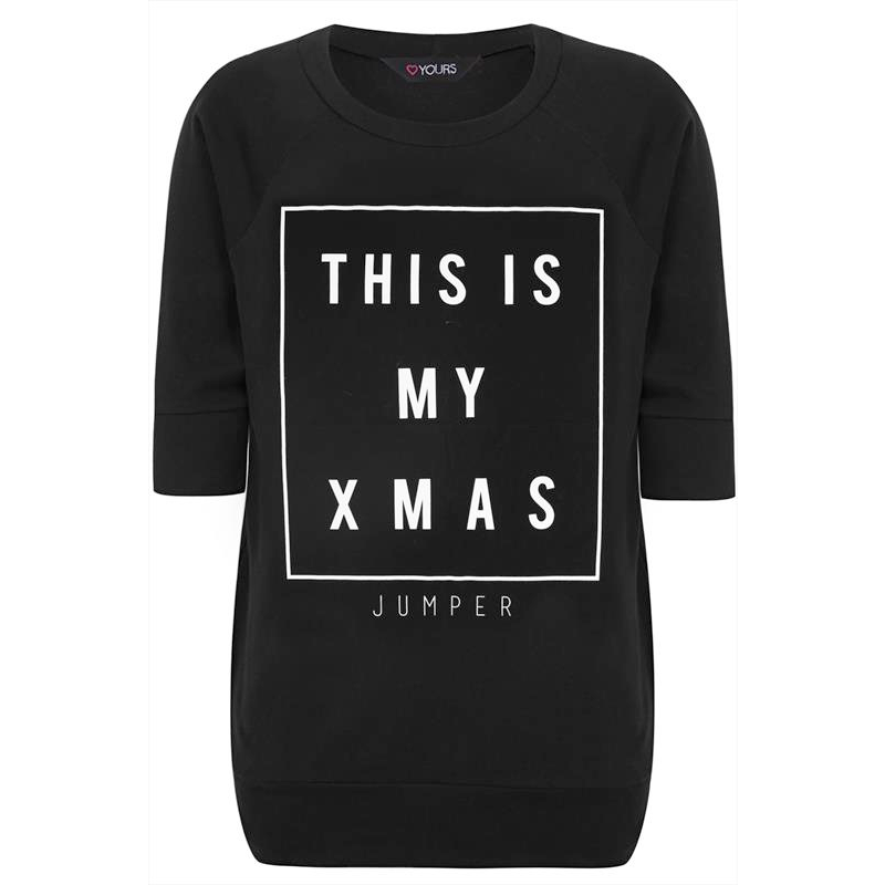 Plus size Christmas Sweaters // Yours Clothing Black 'THIS IS MY XMAS JUMPER' Print Christmas Sweat Top