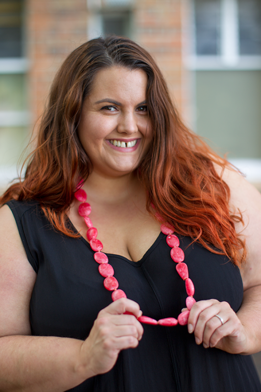 NZ plus size blogger Meagan Kerr wears Lost and Led Astray LaLA Tuck Hem Dress and Oval Resin Necklace from Zebrano