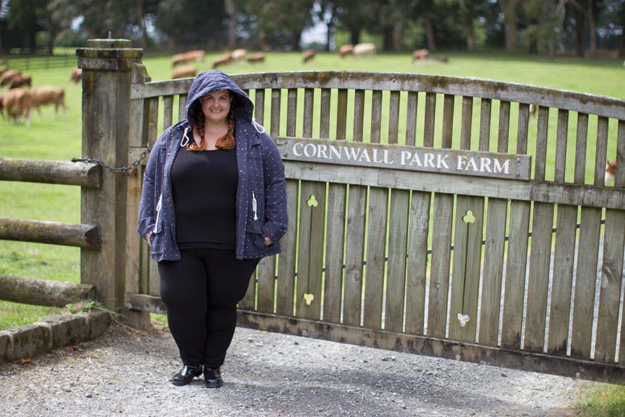 New Zealand plus size fashion blogger Meagan Kerr wears Wild Child City Ponte Pants, Wild Child City Tee and Wild Child Urban Spot Jacket