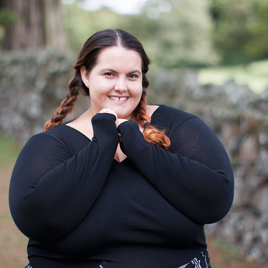 New Zealand plus size fashion blogger Meagan Kerr wears Wild Child City Ponte Pants, Yourself Luxe Merino Top and Alexia Check Shirt