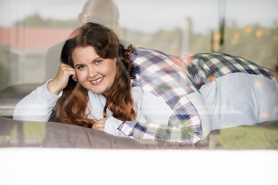 New Zealand plus size fashion blogger Meagan Kerr wears PA Plus Tartan Flannelette Back Sleep Tee by Peter Alexander Plus