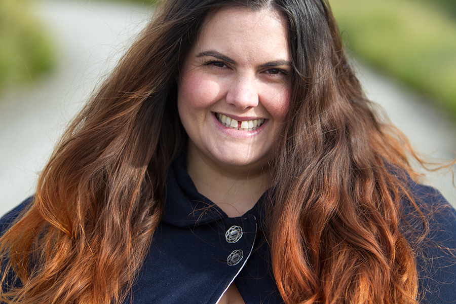 New Zealand plus size style blogger Meagan Kerr wears Vanessa Kelly Clothing cape in navy