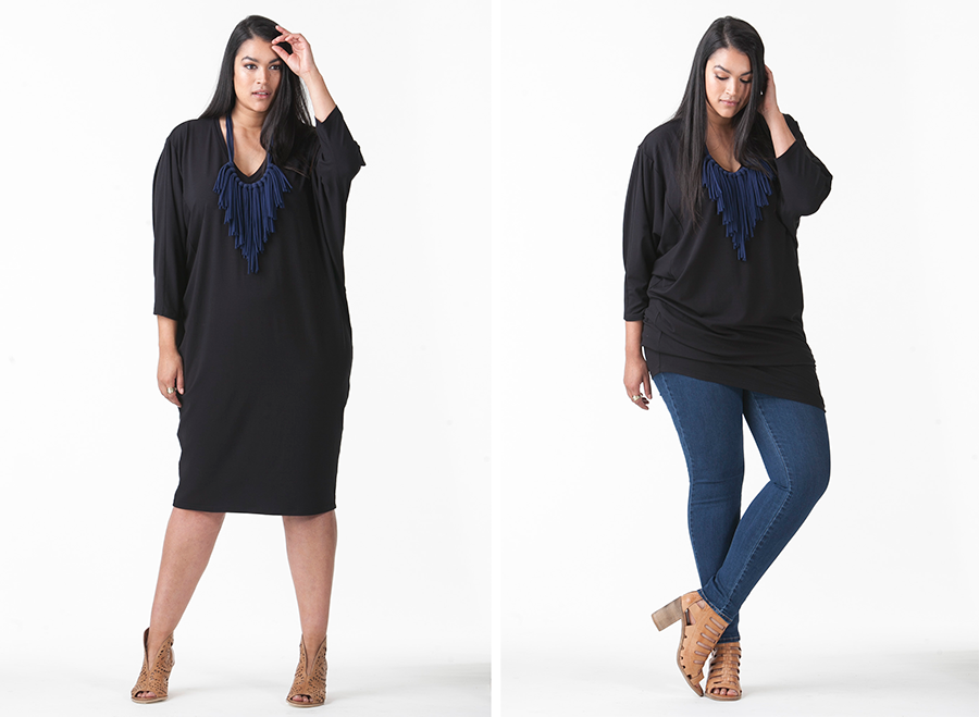 Harlow SS16 Australian Plus Size Fashion - Rebel Yell Batwing Dress and Get It On Skinny Leg Denim