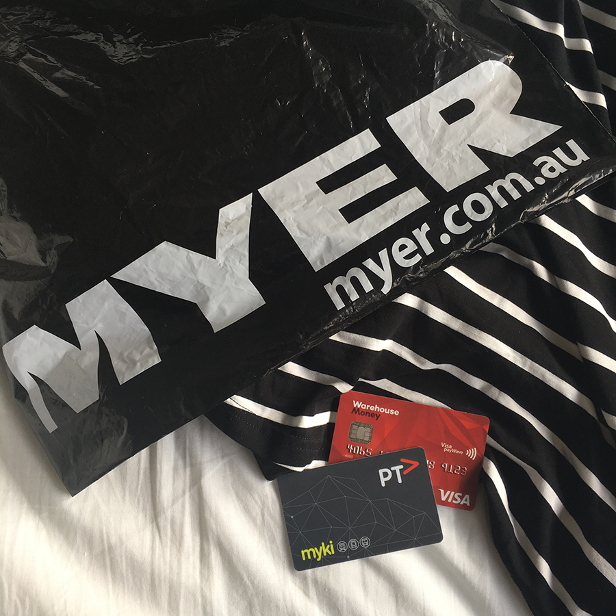 Melbourne shopping essentials: Myki public transport card and Warehouse Money Visa Card