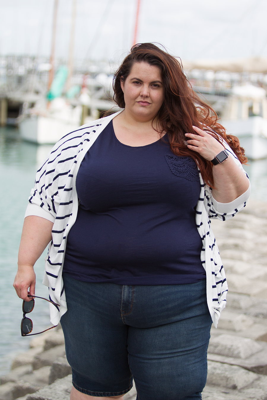 Plus size fashion blogger Meagan Kerr wears Kate Madison shorts from The Warehouse