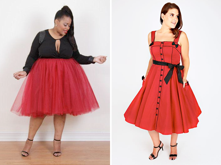 Plus size party outfits: Premium Tutu from Society+ and HELL BUNNY Polka Dot 50's Style Dress from Yours Clothing