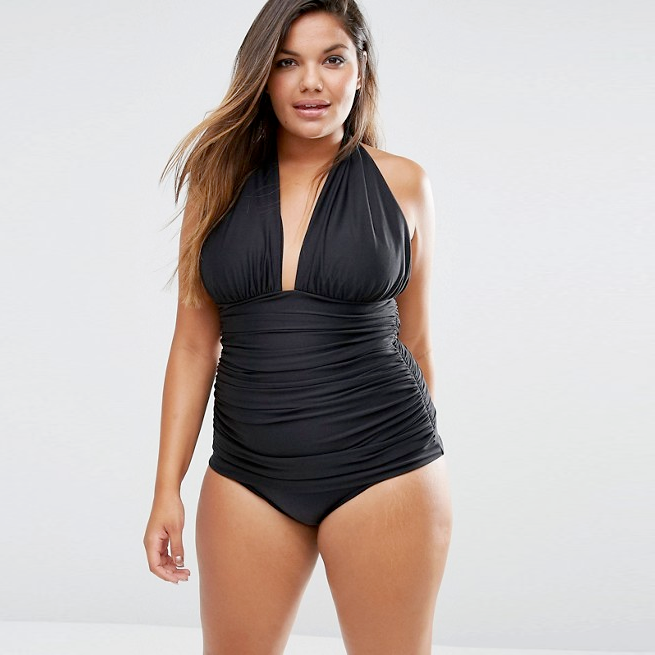 ASOS: ASOS CURVE Ruched Halter Swimsuit