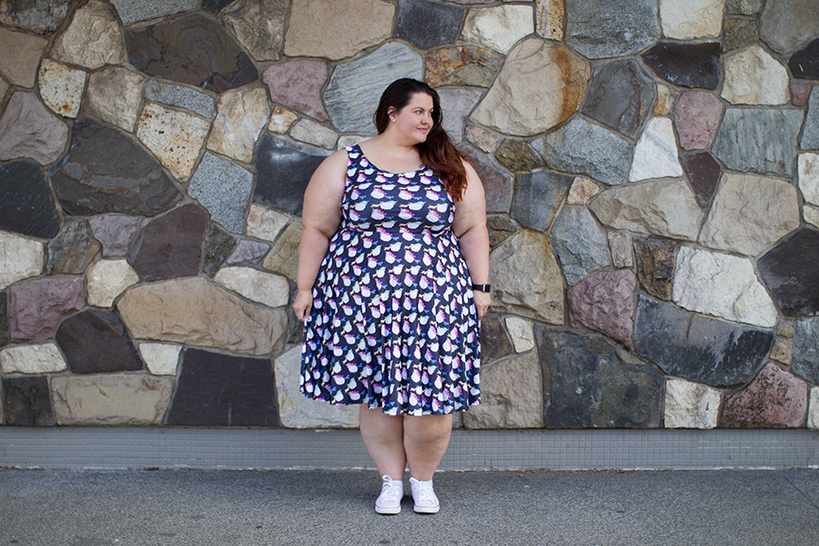 NZ plus size blogger Meagan Kerr wears Fat Unicorn Dress from Joolz Fashion