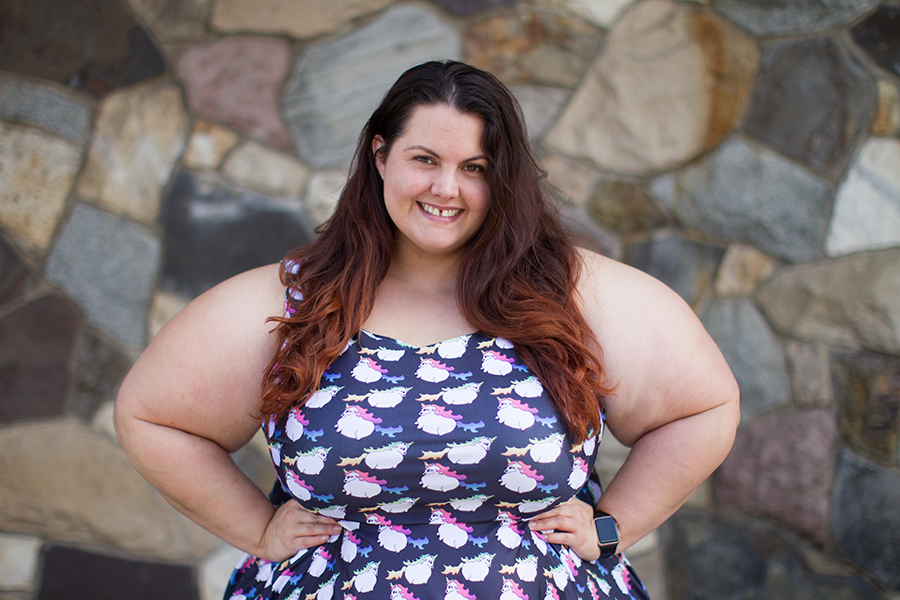 NZ plus size blogger Meagan Kerr wears Fat Unicorn Dress from Joolz Fashion