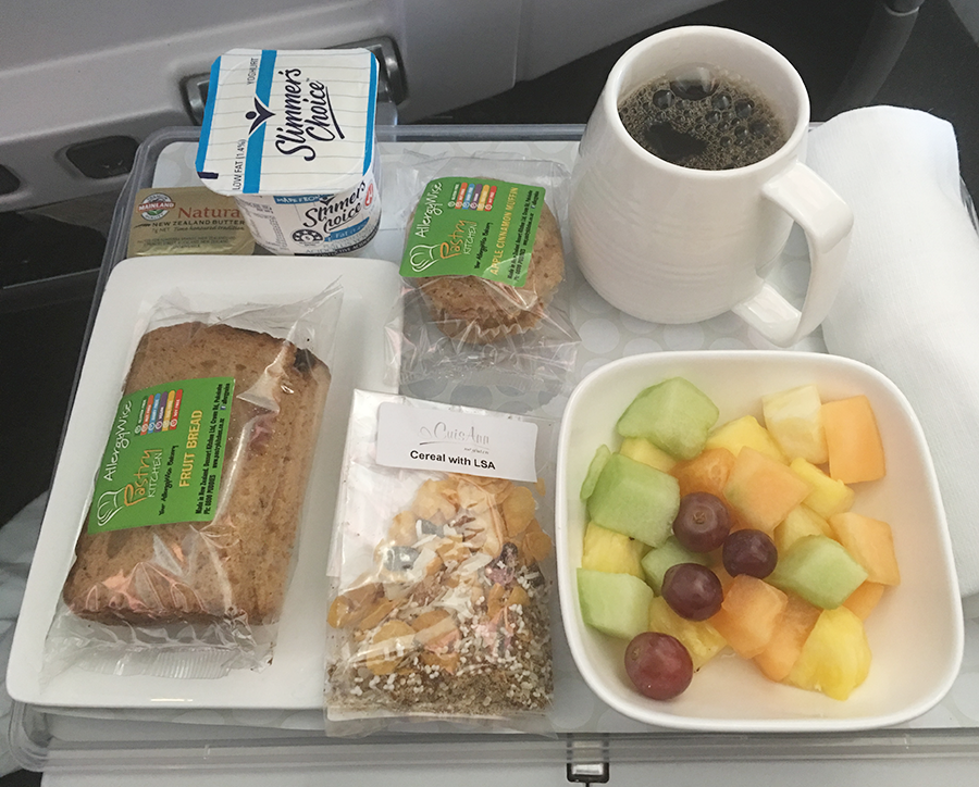 Gluten free breakfast on Air New Zealand Boeing 777-300