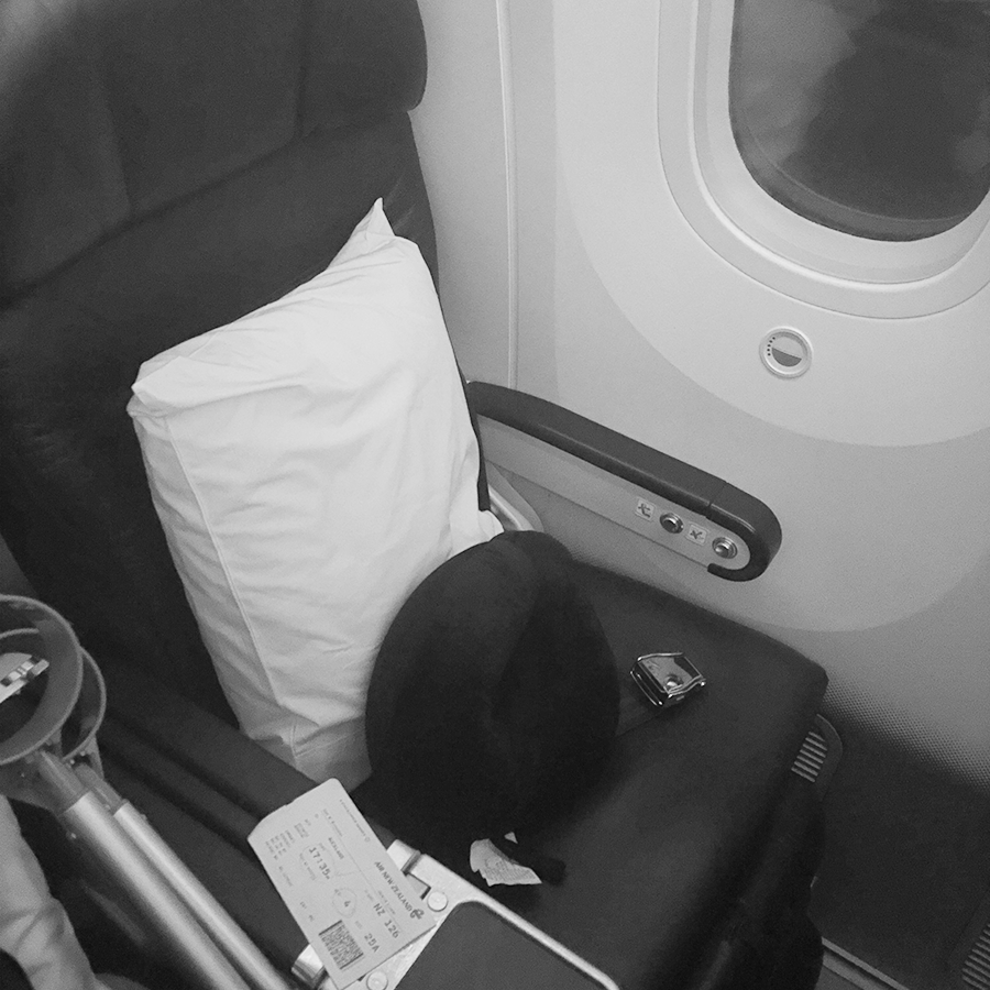A Premium Economy seat on an Air New Zealand Boeing 787-9