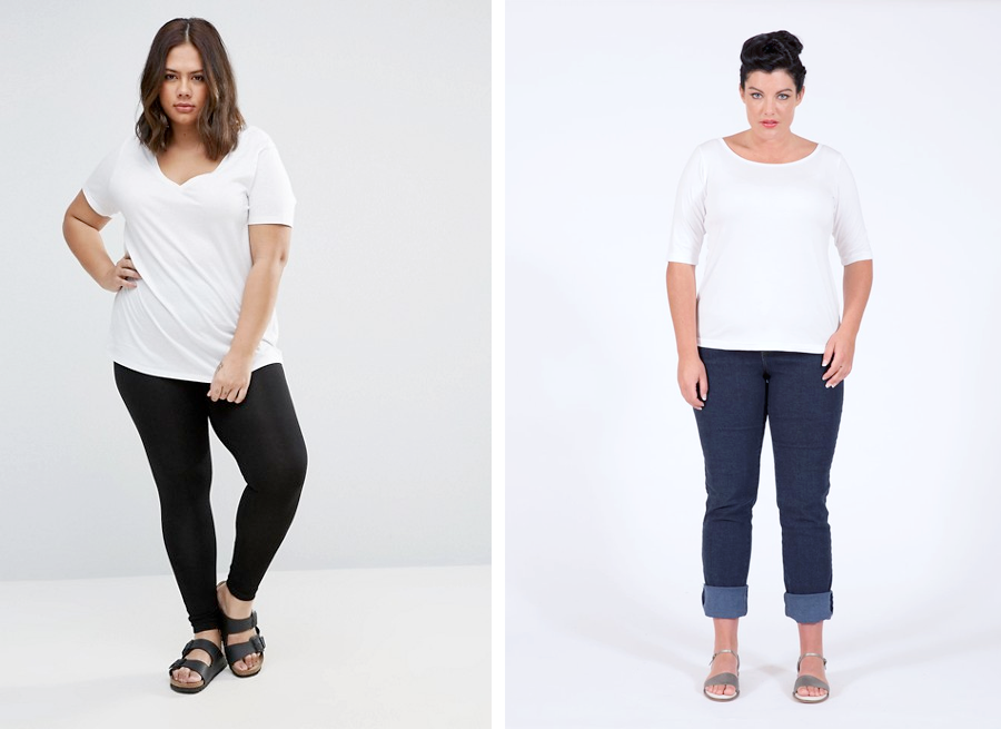 ASOS CURVE V Neck Tee AUD $16.00 and HALL Boat Tee $169.00