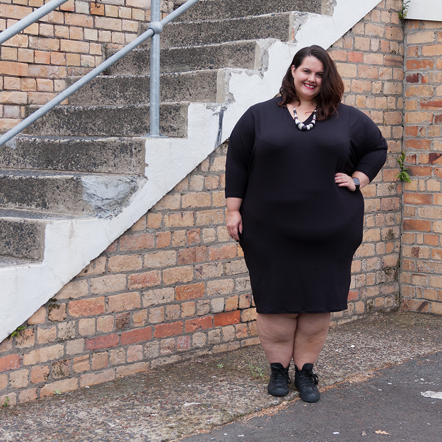New Zealand plus size blogger Meagan Kerr wears Harlow Rebel Yell dress